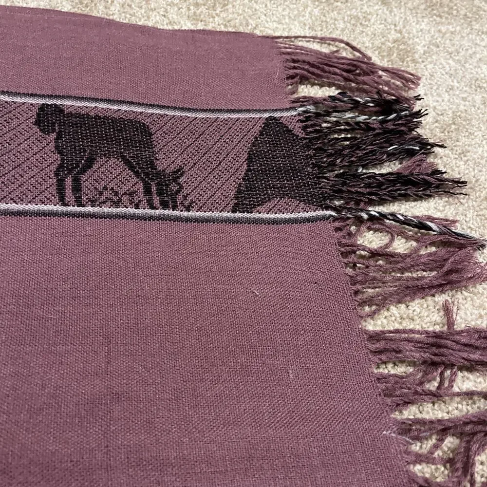Burgundy Purple Alpaca Travel Scarf • Sun God • Vintage • 68x24